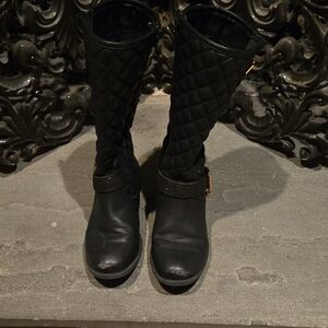 Sketcher's Girl's Black Quilted Boots With Sparkle Buckles 12
